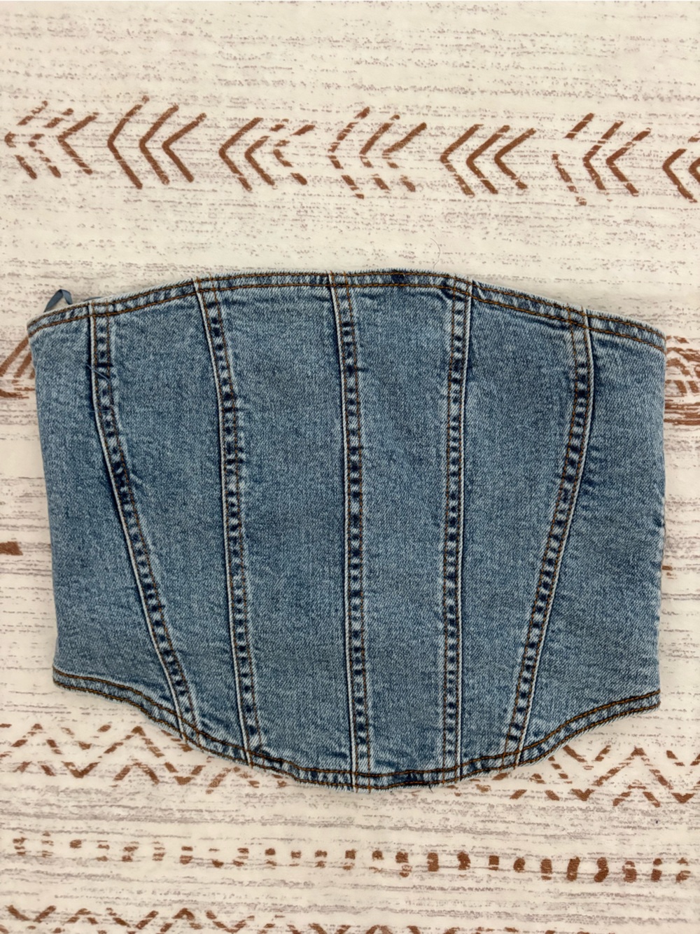 Ardene Denim corset strapless top NWT
